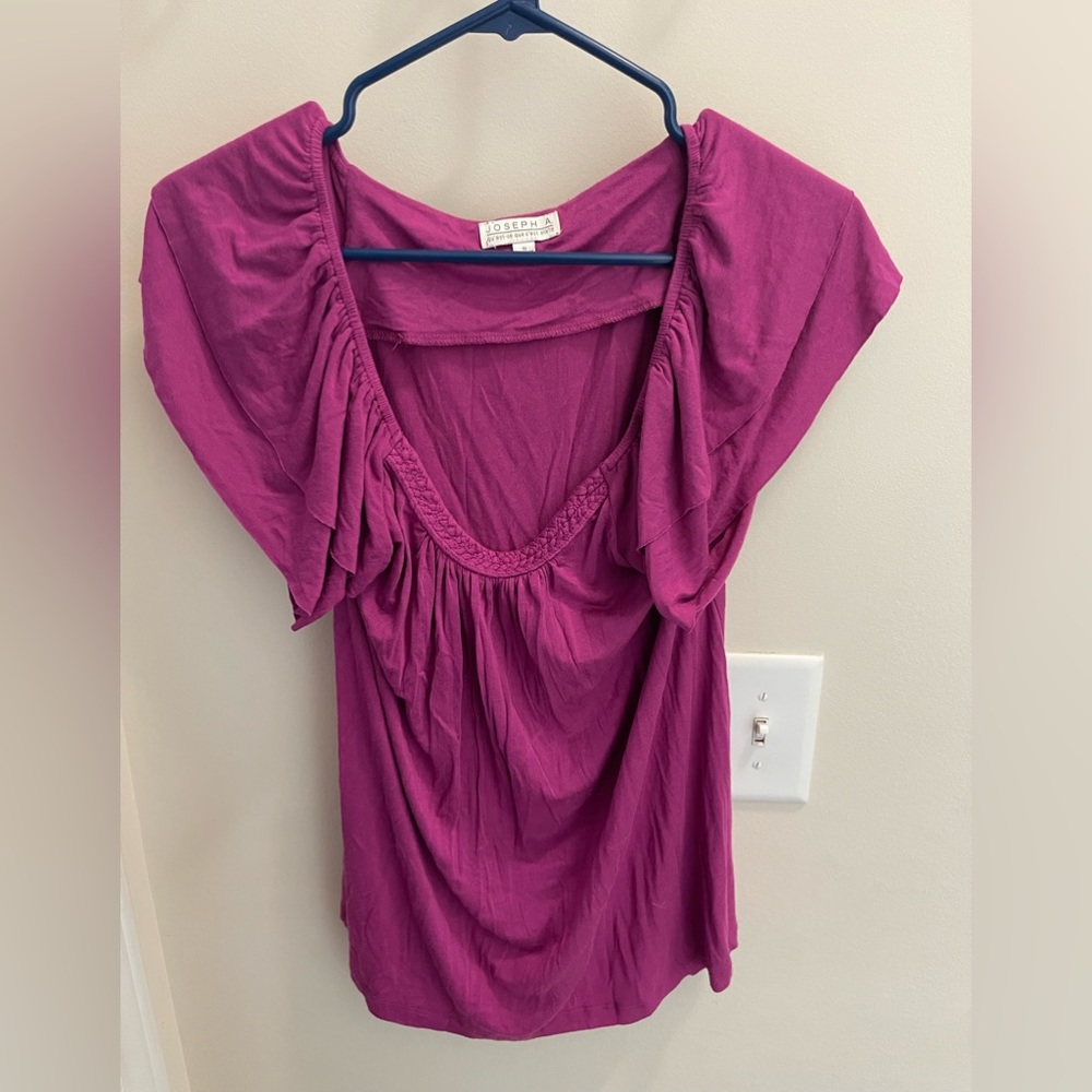 Womens Joseph A Flutter Sleeve Top Fuchsia Size S